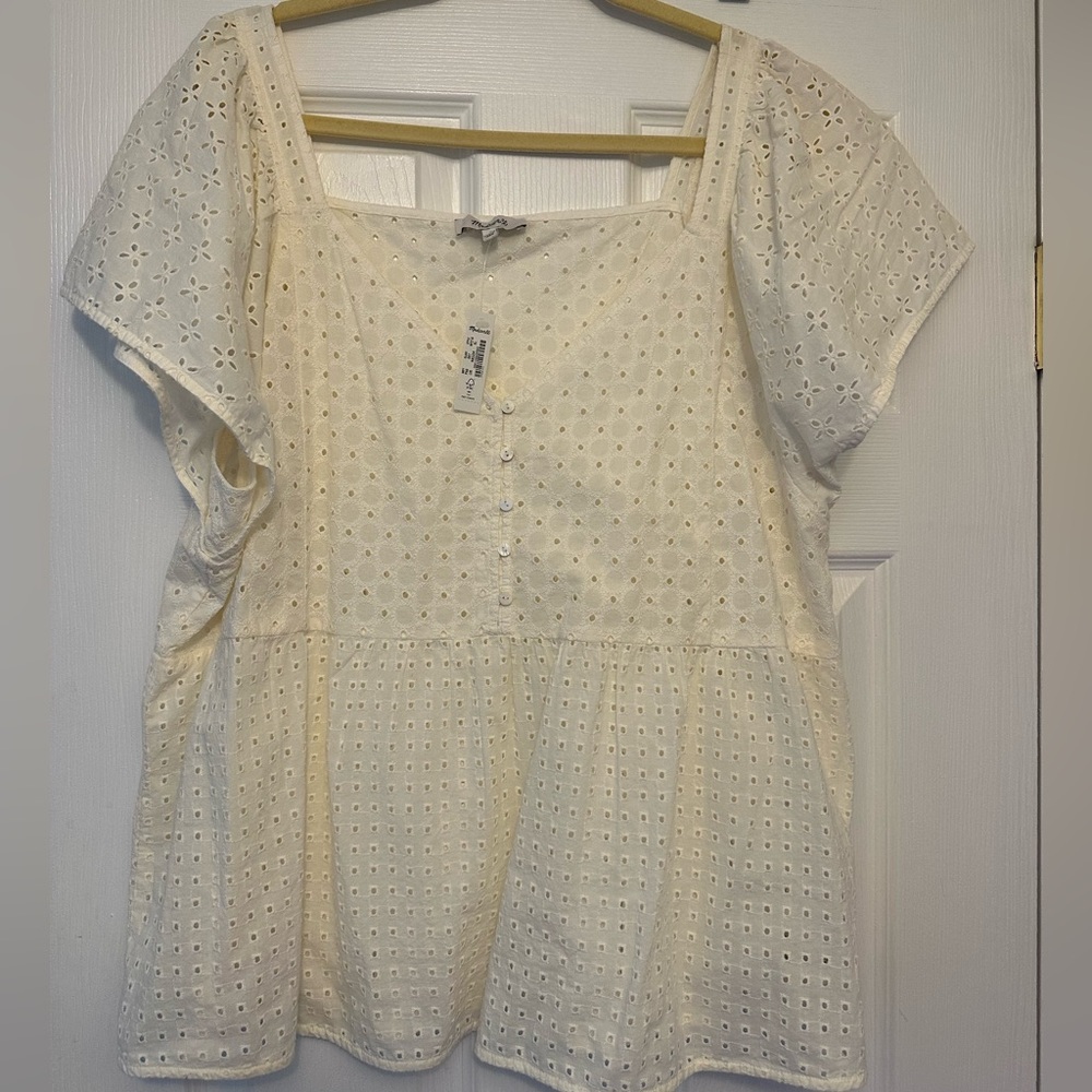 Madewell Cream Eyelet Top